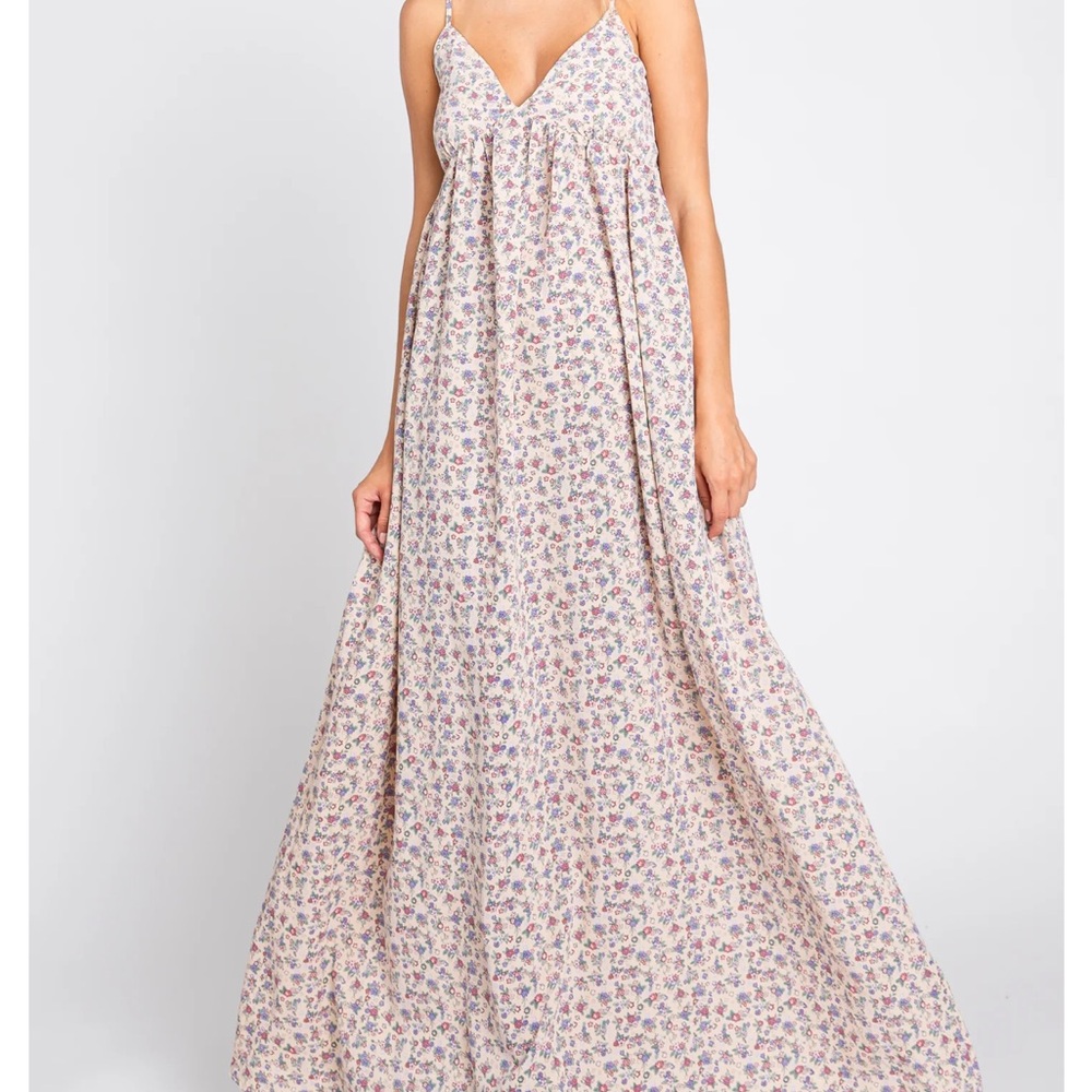 Pinkblush Cream Floral Spaghetti-Strap Maxi Dress